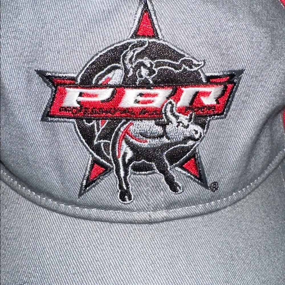 Professional bull riders Gray and Red Embroidered Cap - Picture 3 of 7
